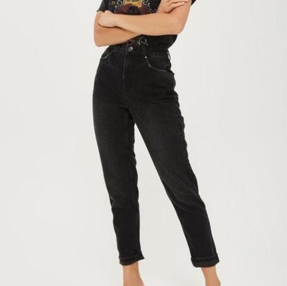 Topshop Black Moto Mom Jeans